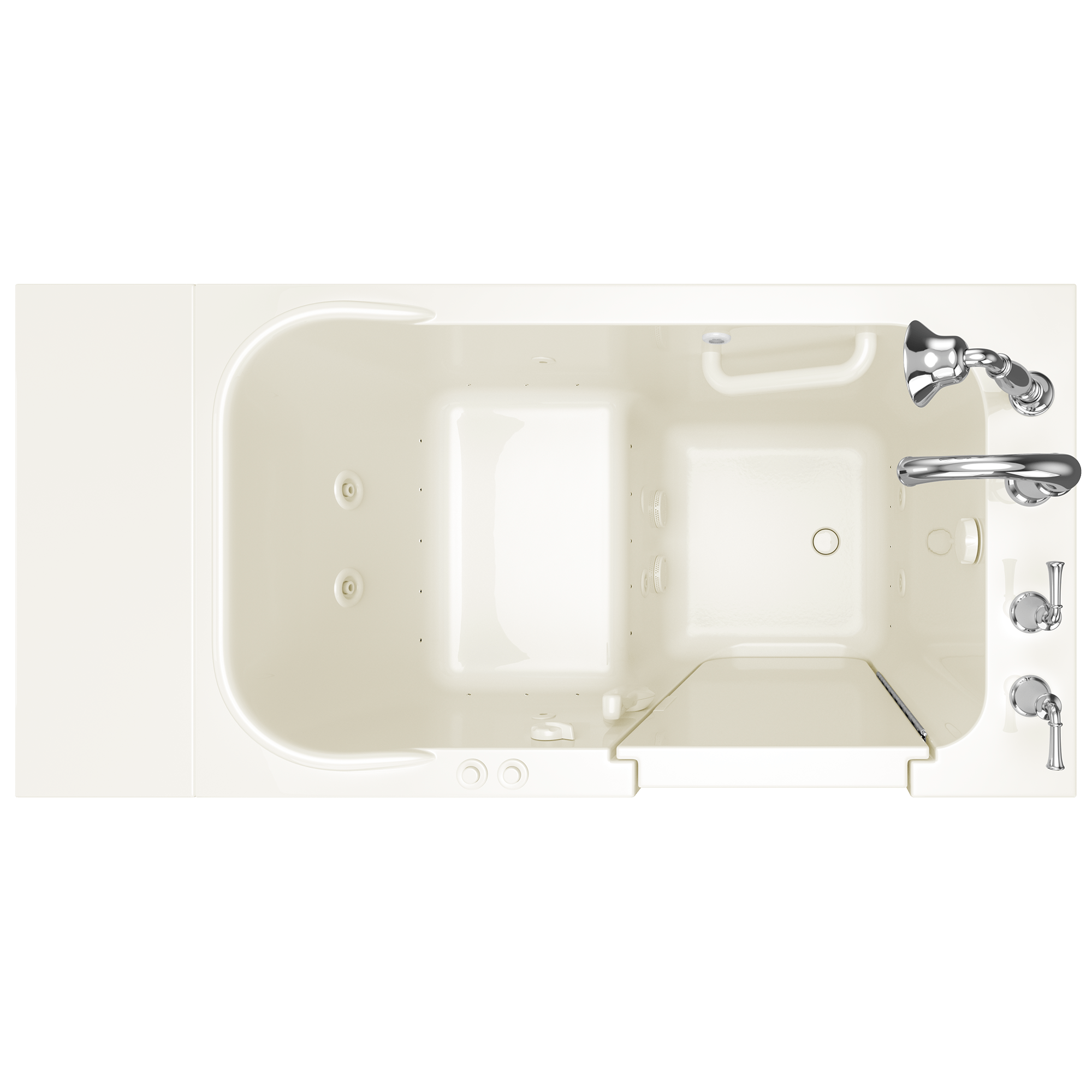 Gelcoat 28x48 Inch Walk in Bathtub with Combination Air Spa and Whirlpool System  Right Hand Door and Drain WIB LINEN